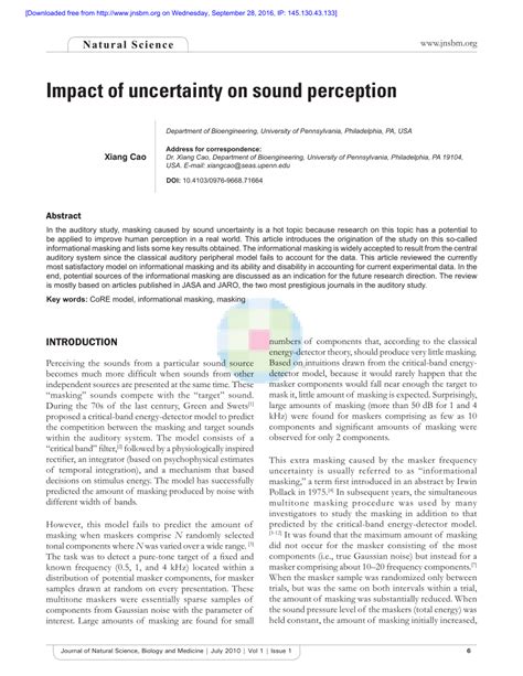 Pdf Impact Of Uncertainty On Sound Perception