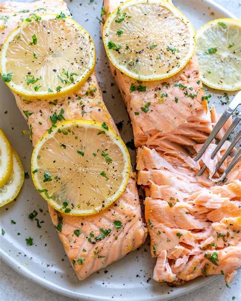 Easy Baked Lemon Garlic Salmon | Healthy Fitness Meals