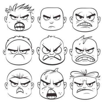 Angry Face Clipart Black And White