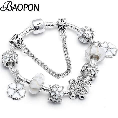 Baopon S Cak Sat Beyaz Kristal I Ek Dangles Charm Bilezik Bitki