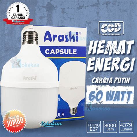 Arashi Lampu Bohlam Led Capsule Watt Garansi Tahun Hemat Energi