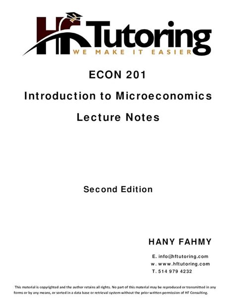 PDF ECON 201 Introduction To Microeconomics Lecture Noteshf Tutoring