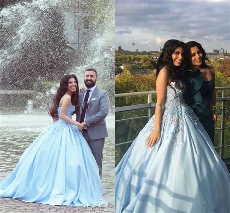 Quinceanera Robe De Bal Robes Ch Rie Bleu Ciel Clair Fleurs D