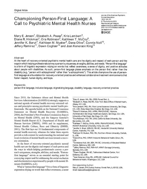 (PDF) Championing Person-First Language: A Call to Psychiatric Mental ...