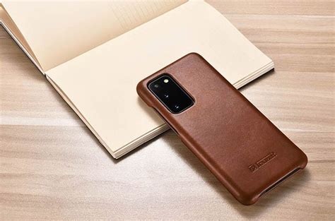 Icarer Samsung Galaxy S20 Curved Edge Vintage Genuine Leather Case Brown Genuine Leather