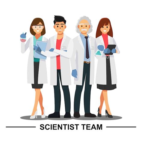 Scientist Teamwork Vector Illustration Cartoon Character Premium Vector