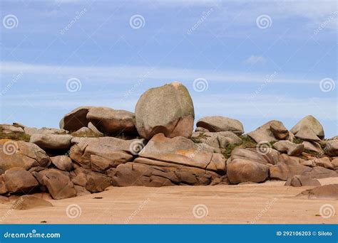 Bizarre Boulders And Rocks On The Pink Granite Coast On The Island Of