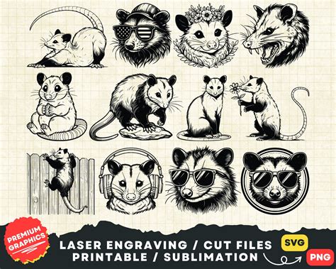 Possum Svg Bundle Opossum Svg Clipart Opossum Png Print Opossum Head