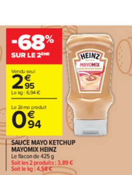 Promo Sauce Mayo Ketchup Mayomix Heinz 68 Sur Le 2ème chez Carrefour