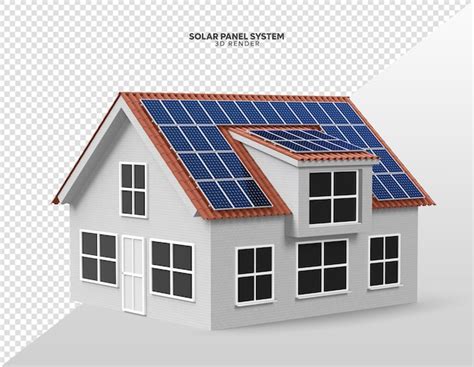 Solarpanel System Auf Dem Dach Des Hauses Realistischer D Render