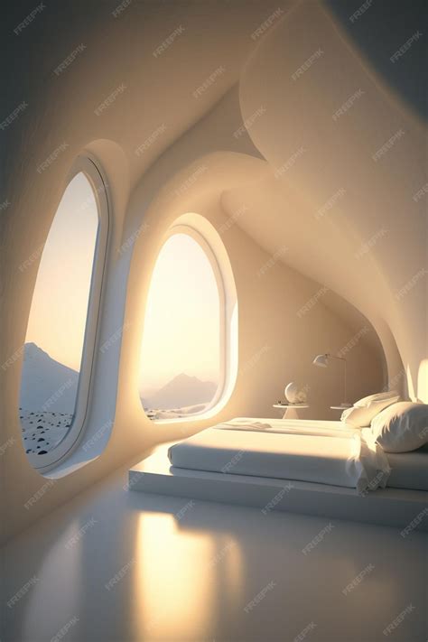 Premium AI Image | A room with a view of the mountains and the sky