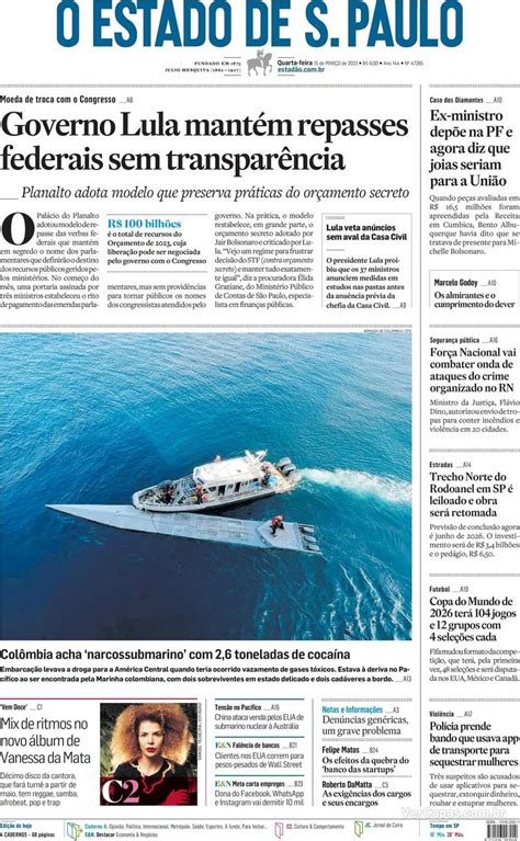 Capa Estadão Edição Segunda 19 de Dezembro de 2022