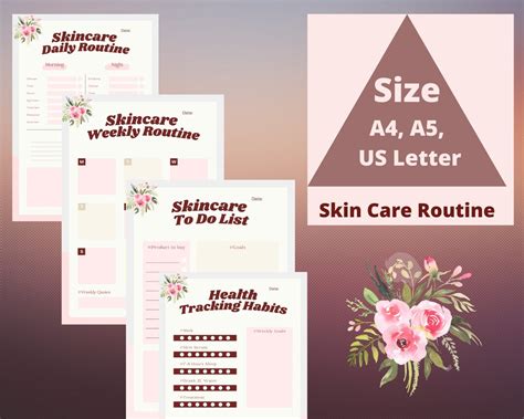 Printable Skin Care Routine Planner Skincare Tracker Self Care Planner