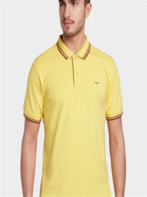 Buy Colorplus Men Yellow Solid Polo Collar T Shirt Tshirts For Men 9380081 Myntra