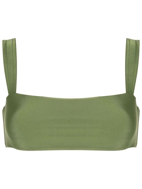 LENNY NIEMEYER Square Neck Bikini Top Green Editorialist