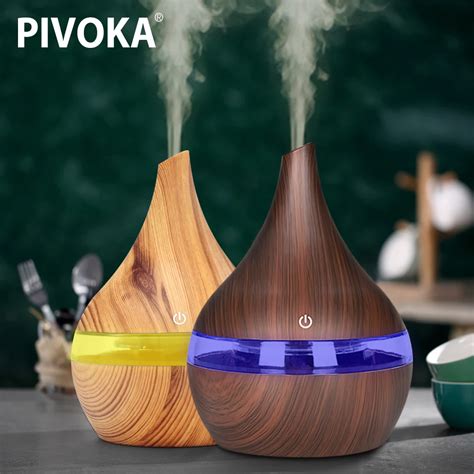 Pivoka Ml Usb Electric Aroma Air Diffuser Wood Ultrasonic Air