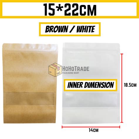 50pcs Kraft Paper Bag Brown White Black Kraft Paper Zip Lock Bag With Window Craft Paper