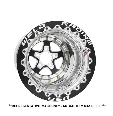 Weld Racing Wheel Alumastar 15x8 Size 5x45 Bolt Pattern 4 Backspace Black Center Polished Shell Bla