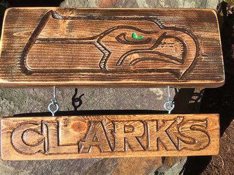 Hand Carved Seattle Seahawks Wood Sign Seahawks Football Sports