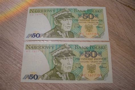 zestaw banknotów PRL 50 zł kolejne numery seryjne Szczecin