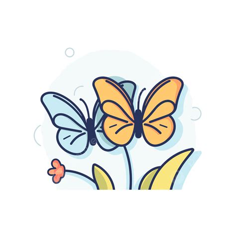 Vector De Ilustración De Mariposa De Dibujos Animados Plano Png Dibujos Un Icono Lineal Que