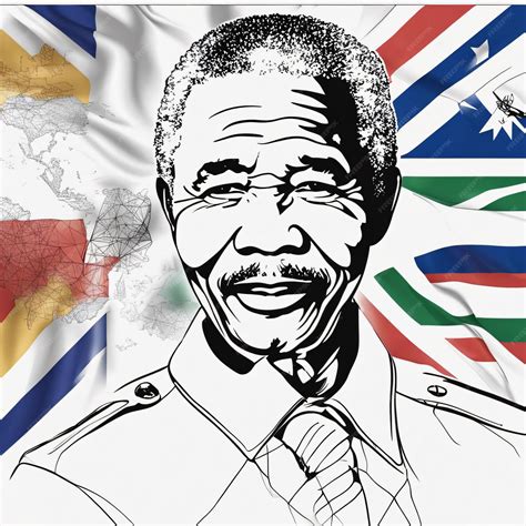 Premium AI Image | Nelson Mandela with South Africa flag art illustration