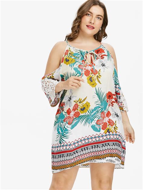 Buy Gamiss Floral Print Lace Summer Dress Plus Size 5xl Cold Shoulder Sexy Mini