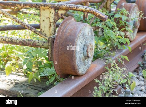 Steel Wheels On A Railroad Track Selective Focus Stock Photo Alamy