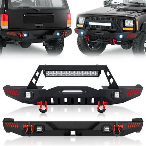 Yzona Front And Rear Bumper Combo Compatible With 1984 2001 Cherokee Xj 2 4 Doors