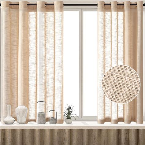 Amazon Mrtrees Linen Textured Sheer Curtains Inch Length For