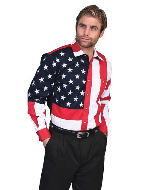 Scully Rw029 Mens Rangewear Red American Flag Western Shirt J C