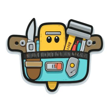 Tool Belt Vector Sticker Clipart Brown Tool Bag With Tools In It