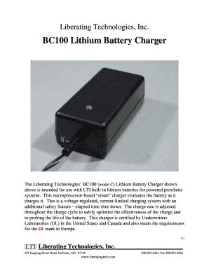 Fillable Online Lithium Battery Charger manual BC100 - model C.doc Fax Email Print - pdfFiller