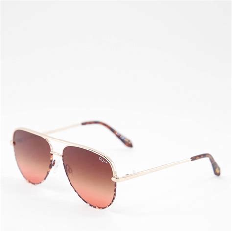 Quay Australia Accessories Quay High Key Two Tone 56mm Aviator Sunglasses Goldbrown Maroon