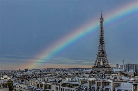 Premium Photo Aerial View Of Rainbow Over City