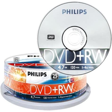 DVD RW 4 7 GB Philips 4x Speed In Cakebox 25 Pack