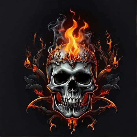 Premium Vector Vector A Skull With A Flame On Its Head