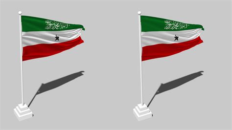 Somaliland Flag Seamless Looped Waving With Pole Base Stand And Shadow