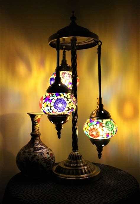 Turkish Mosaic Floor Lamp 3 Globe Mosaic Moon Orbit Nirvana