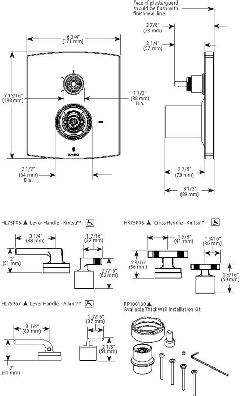 Brizo® Pressure Balance Valve With Integrated 3 Function Diverter Trim Less Handles