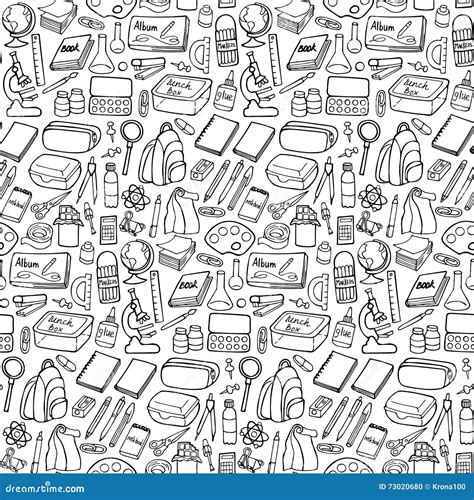 School Doodle Seamless Pattern Stock Vector Illustration Of Food Brush 73020680