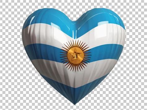 3d banderas del corazón de argentina en un fondo transparente Archivo