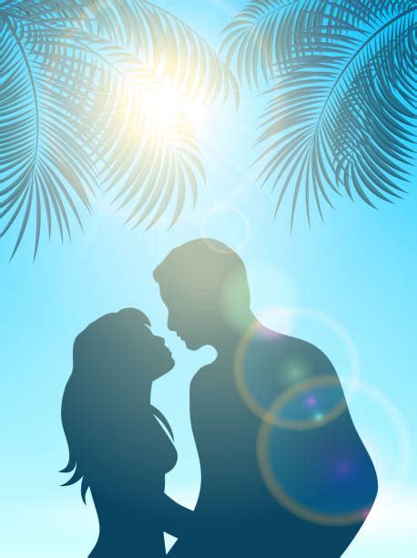 120 Romantic Couple Kissing Sunset Silhouette Stock Illustrations