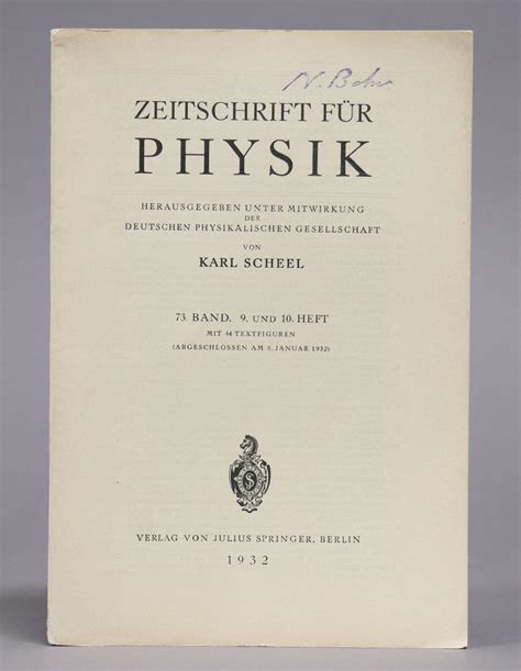 At Auction: [Niels Bohr, Quantum Theory, Atomic Structure]