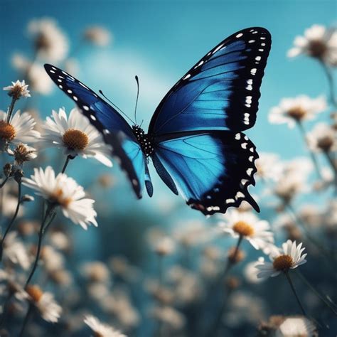 Premium Ai Image Blue Butterflies Flying In The Sky