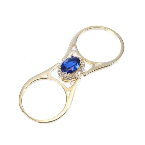 Anillo De Compromiso Azul Y Blanco De Dos Caras Para Mujer Sortija De