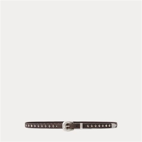ralph lauren rrl studded leather slim belt  brown endource