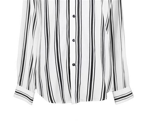 Mens Button Up Shirt White Black Striped Linen Long Etsy