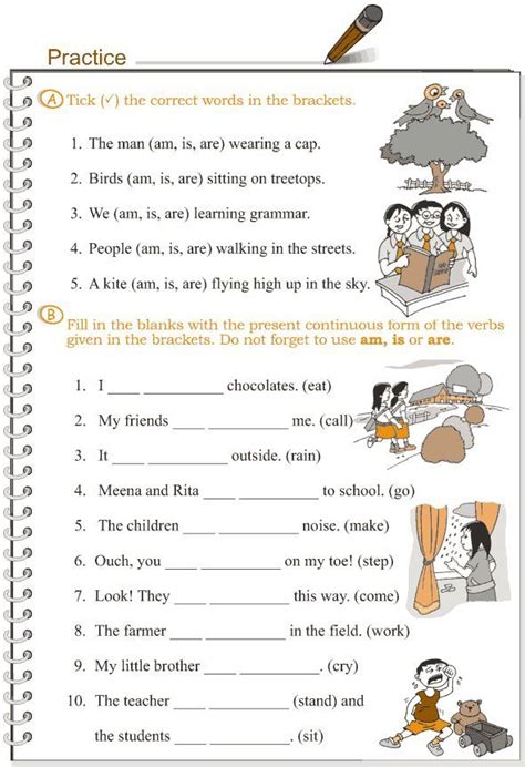 Present Continuous Tense Worksheets For Grade 4 English Grammar Grammar Lessons English