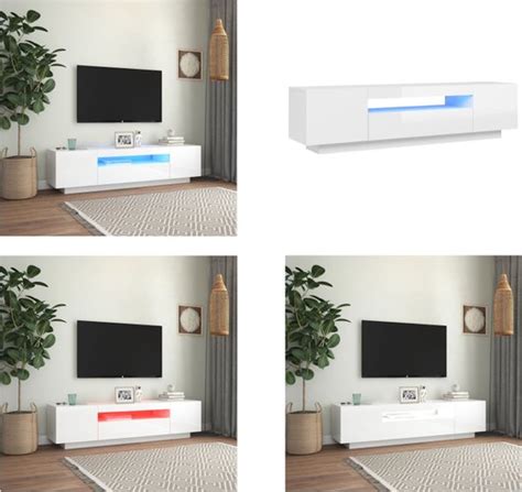 VidaXL Tv Meubel Met LED Verlichting 160x35x40 Cm Hoogglans Wit Tv